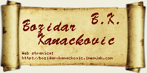 Božidar Kanačković vizit kartica
